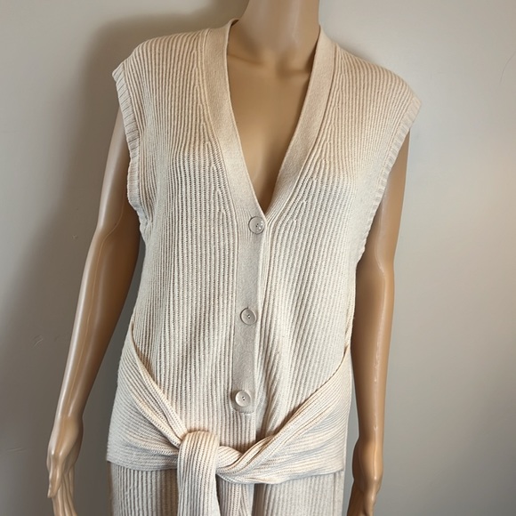 Jonathan Simkhai Annette Rib Knit Cream Cashmere Blend Henley Dress - Picture 10 of 14